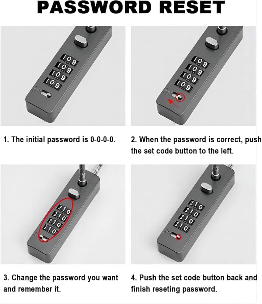 Tcyoatoa Steel Cable Locks, 4-Digit Combination Cable Lock